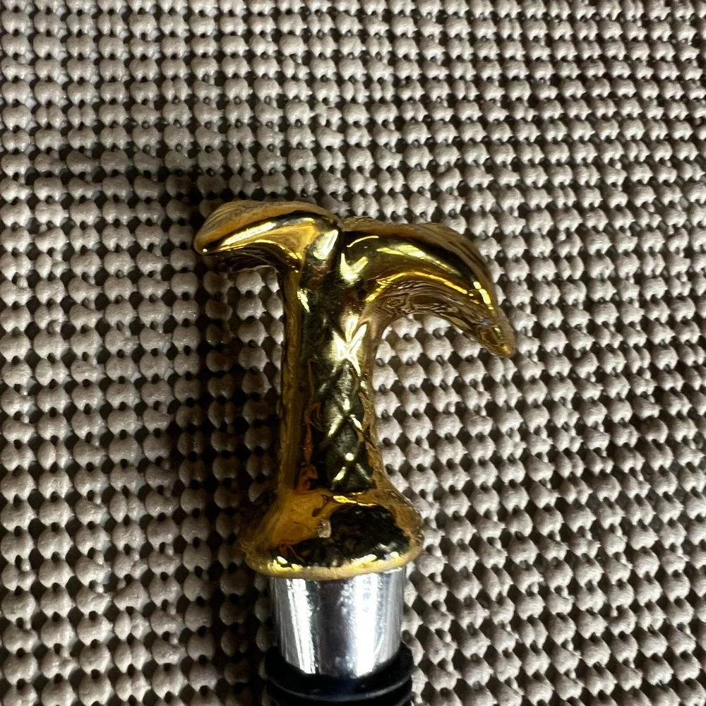 Gold Palm Tree Wine Bottle Stopper Tropical Barware Accessory Metal Rubber Seal